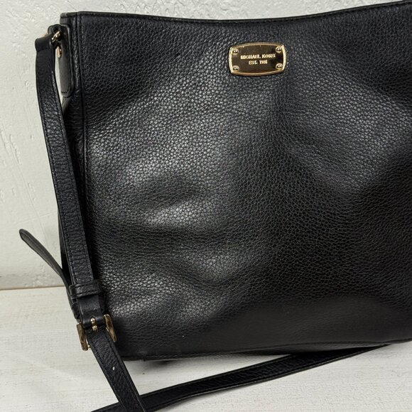 Michael Kors Jet Set Messenger Bag Black Leather Crossbody - Picture 3 of 13